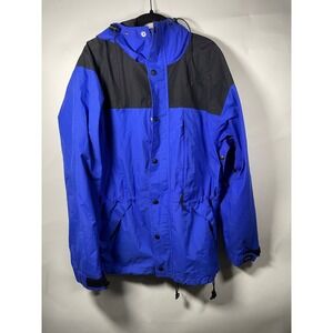 REI Mens XS Blue Black Hooded Rain Jacket‎ Windbreaker Outdoor Coat